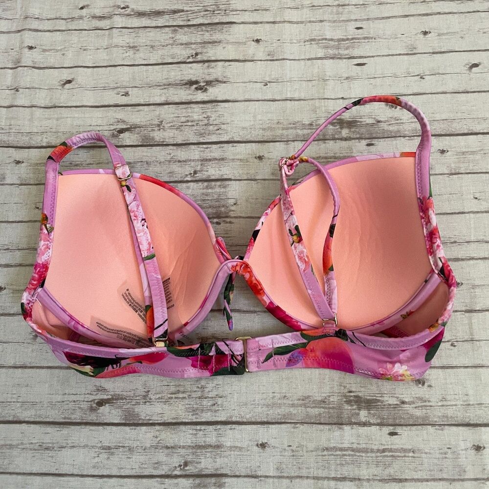Victorias Secret Floral Bikini Swimsuit Set Padded Top 34D High Waisted Bottom L - Picture 5 of 11